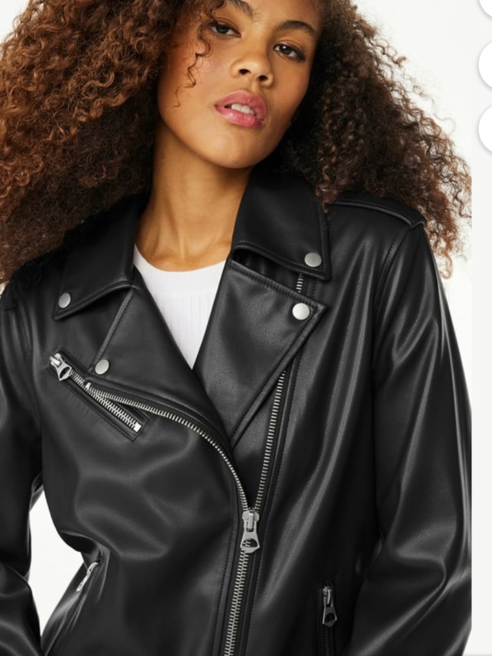 Scoop NYC Women’s Black Faux Leather Motorcycle Jacket Size Small (4-6) NWT - Picture 4 of 10